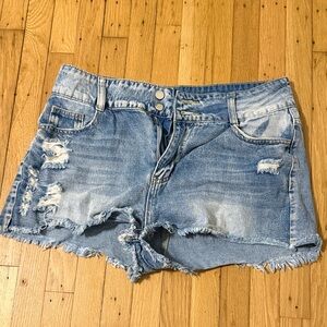 SHEIN Denim Blue Women's Distressed Shorts